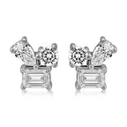 14K White Gold Multi-Shape Diamond Cluster Earrings