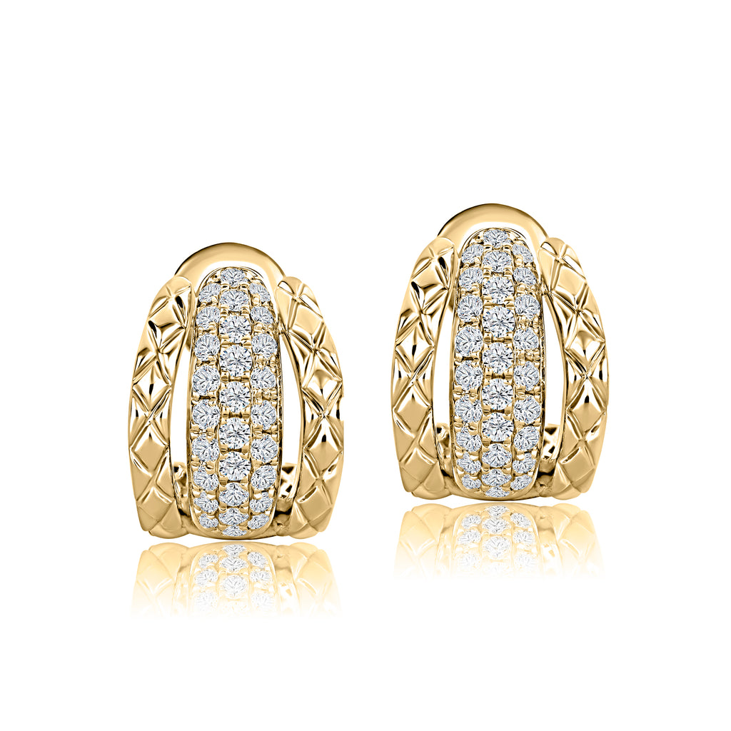 14K Yellow Gold Diamond Huggie Earrings