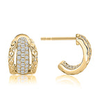 14K Yellow Gold Diamond Huggie Earrings