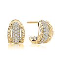 14K Yellow Gold Diamond Huggie Earrings