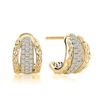 14K Yellow Gold Diamond Huggie Earrings