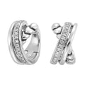 Sterling Silver Cross Over Diamond Earrings