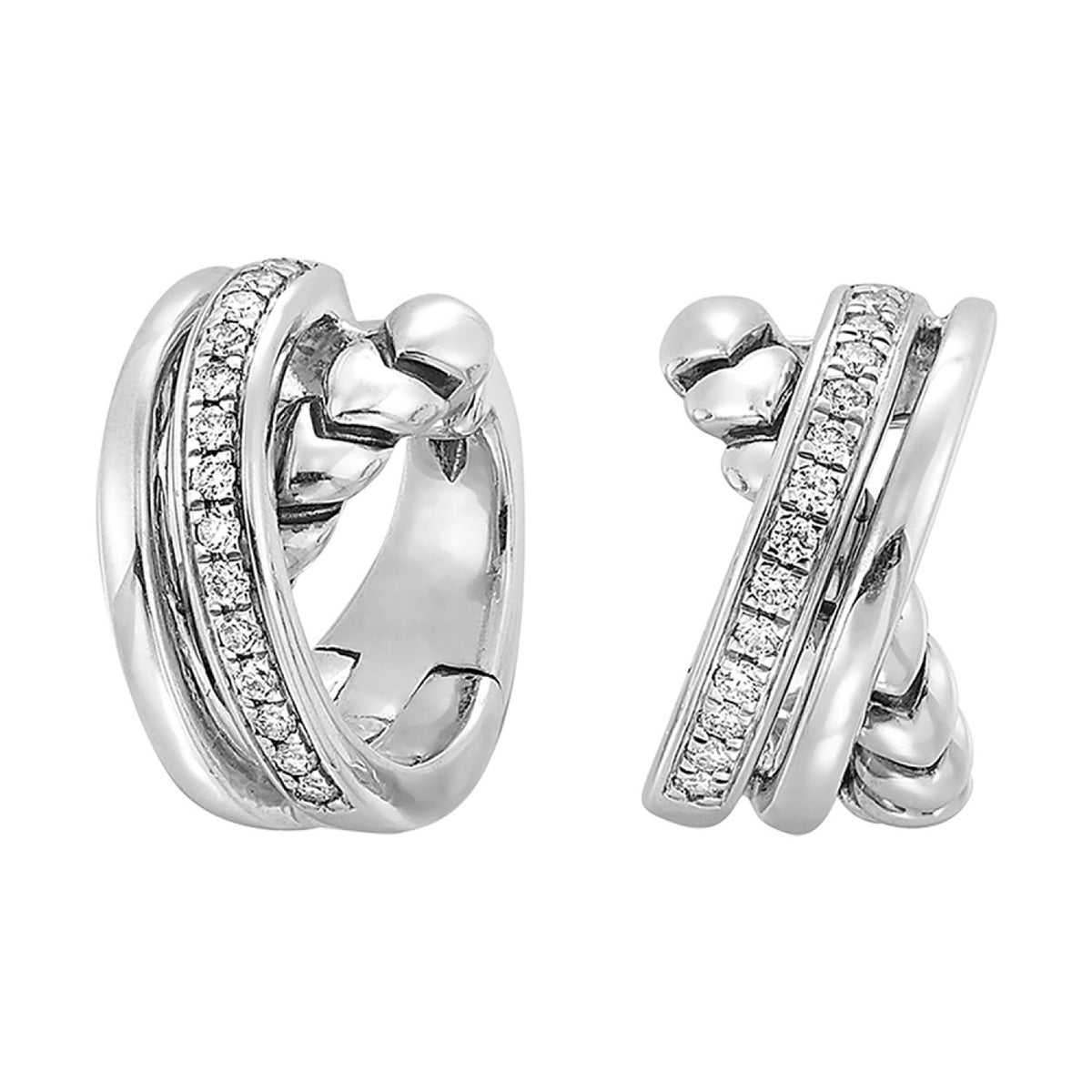Sterling Silver Cross Over Diamond Earrings