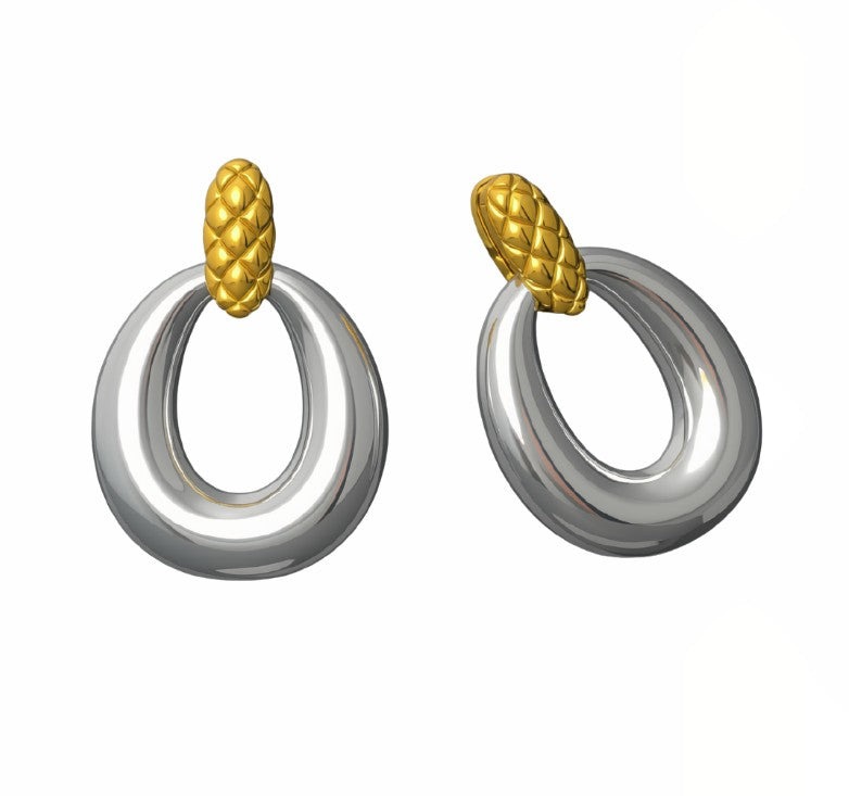 Sterling Silver & 14K Gold Drop Earrings