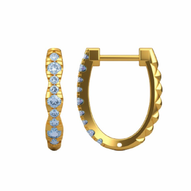 14K Yellow Gold Diamond Hoop Earrings