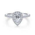 White 14 Karat Pear Shape Halo Ring Size 6.5