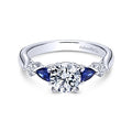 White 14 Karat 3 Stone Sapphire And Diamond Ring Size 6.5