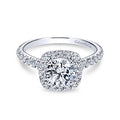 White 14 Karat Cushion Halo Diamond Ring Size 6.5
