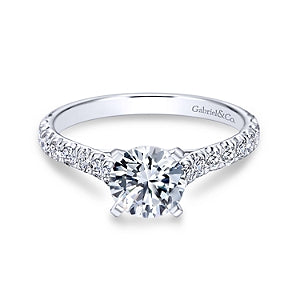 White 14 Karat Traditional Round Diamond Ring Size 6.5