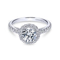 White 14 Karat Round Halo Ring Size 6.5