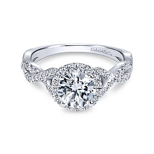 14K White Gold Traditional Diamond Semi-Mount Ring