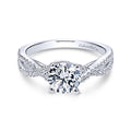 White 14 Karat Traditional Round Twisted Diamond Ring Size 6.5