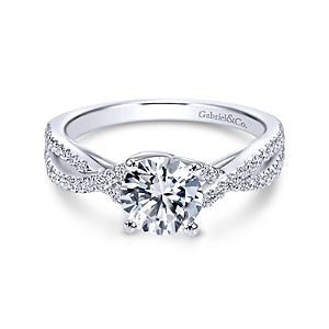 White 14 Karat Traditional Round Twisted Diamond Ring Size 6.5