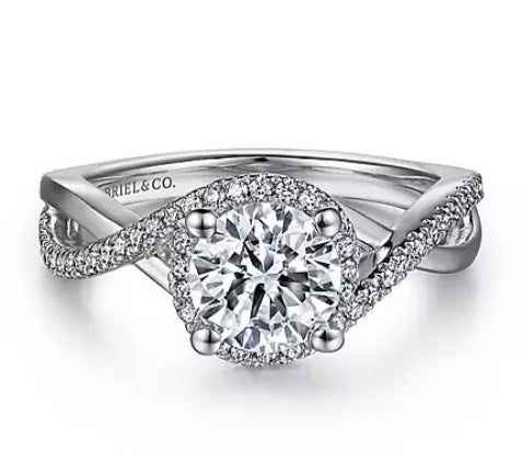 White 14 Karat Round Halo Diamond Ring Size 6.5