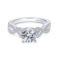 White 14 Karat Traditional Round Twisted Diamond Ring Size 6.5