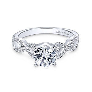 White 14 Karat Traditional Round Twisted Diamond Ring Size 6.5