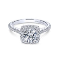 White 14 Karat Cushion Halo Round Diamond Ring Size 6.5