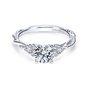 White 14 Karat Traditional Round Twisted Diamond Ring Size 6.5