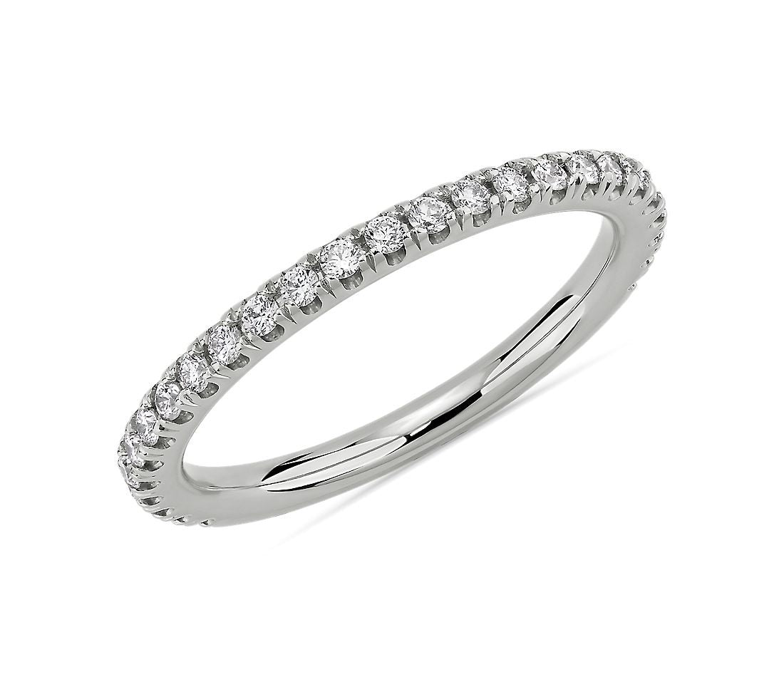 14K White Gold Diamond Wedding Band