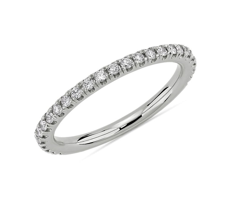 14K White Gold Diamond Wedding Band