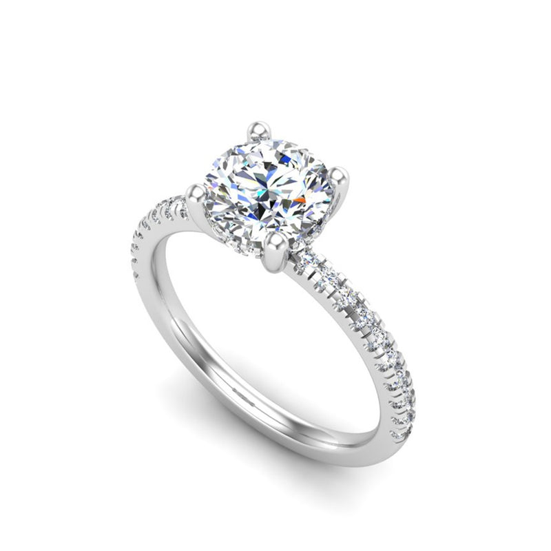 14K White Gold Diamond Halo Semi-Mount Ring