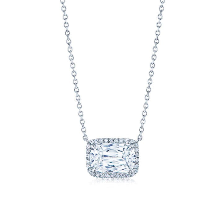 14K White Gold Halo Diamond Fashion Necklace