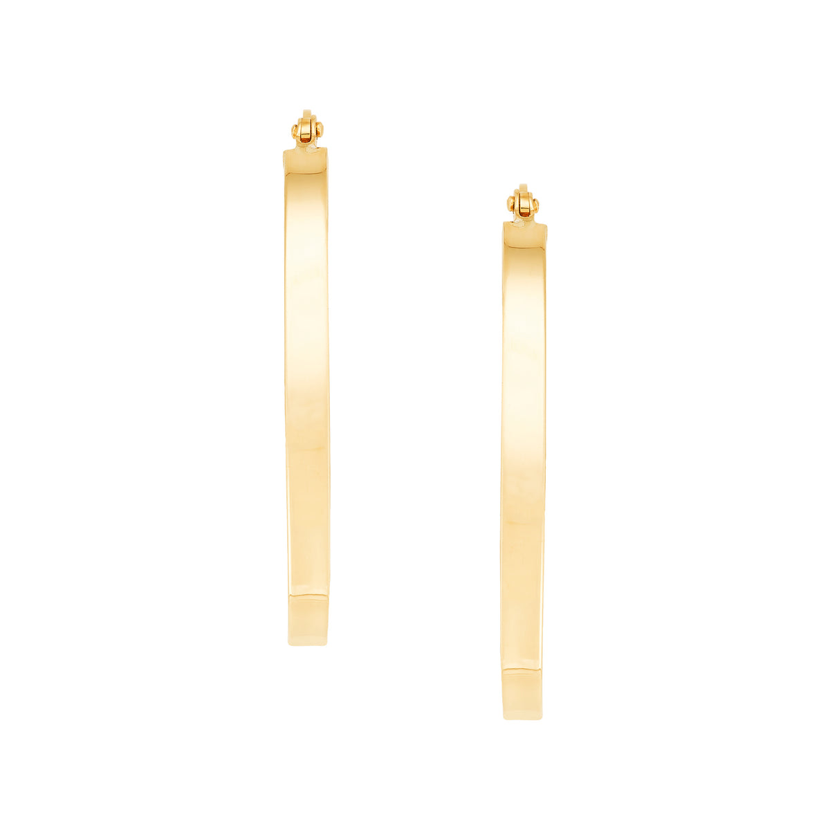14K Yellow Gold Polished Square Tube Small Oval Hoop Earrings