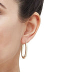 14K Yellow Gold Polished Square Tube Small Oval Hoop Earrings