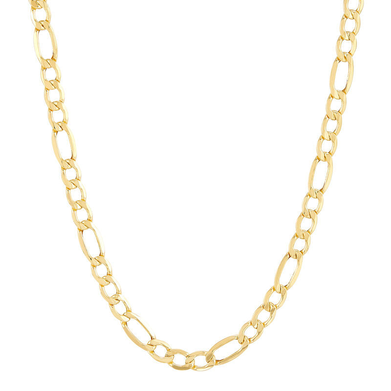 14K Yellow Gold Hollow Beveled Figaro Chain, 22in.