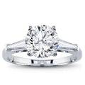 14K White Gold Three Stone Diamond Semi-Mount Ring