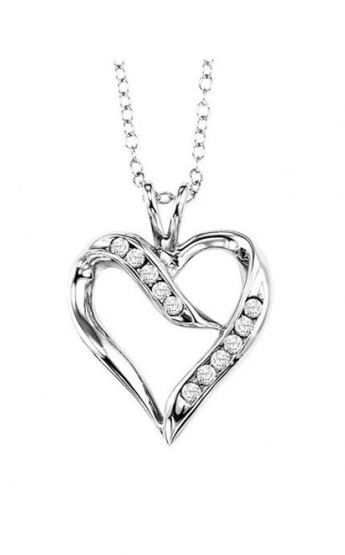 Sterling Silver Open Heart Diamond Necklace