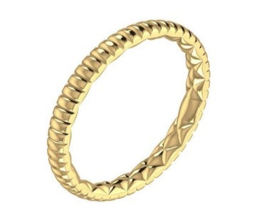 14K Yellow Gold Grooved Line Stackable Fashion Ring