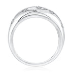Sterling Silver Quilted Domed Diamond Fashion Ring