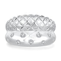Sterling Silver Quilted Domed Diamond Fashion Ring