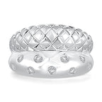 Sterling Silver Quilted Domed Diamond Fashion Ring