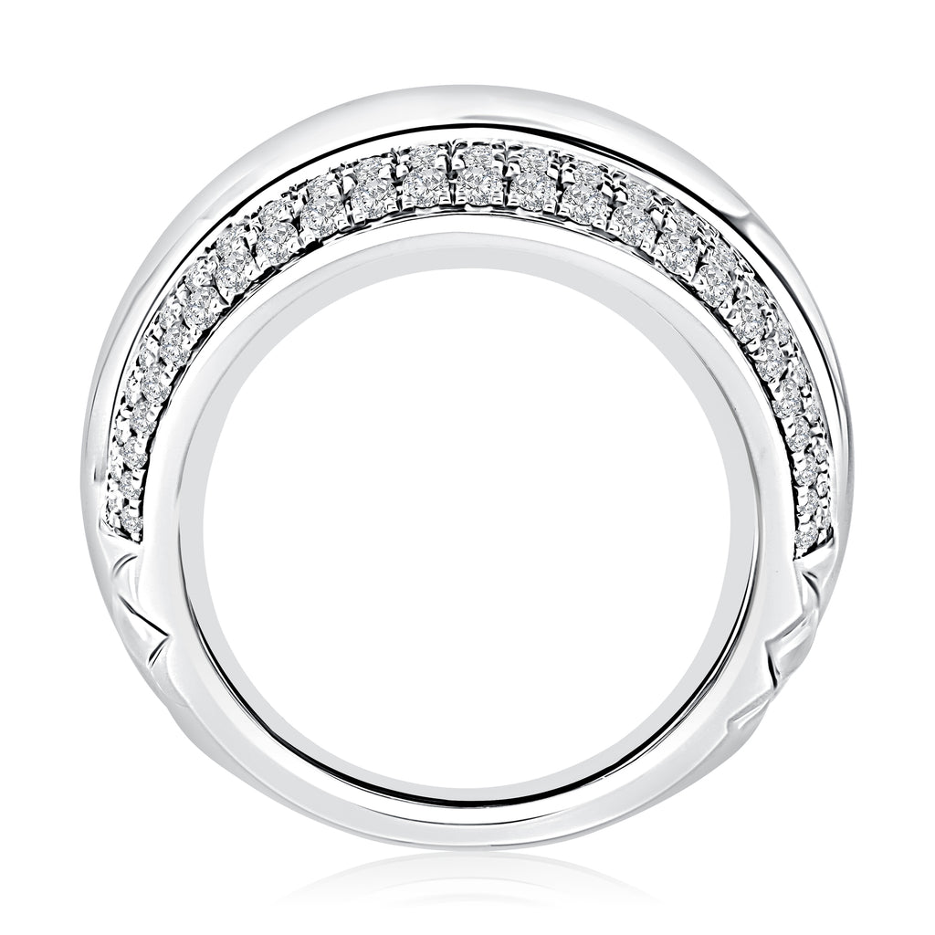 Sterling Silver Quilted Domed Diamond Fashion Ring