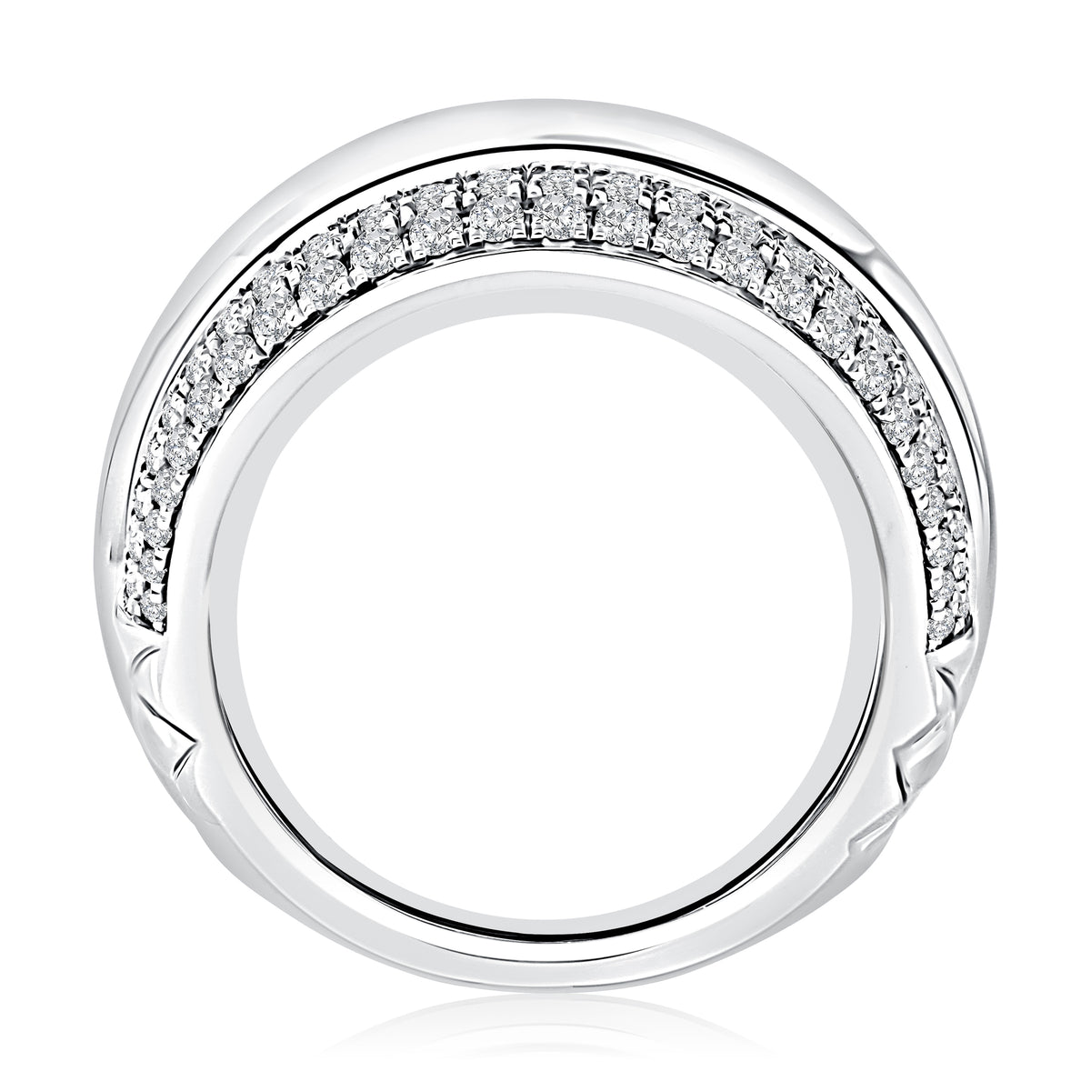 Sterling Silver Quilted Domed Diamond Fashion Ring