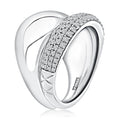 Sterling Silver Quilted Domed Diamond Fashion Ring