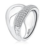Sterling Silver Quilted Domed Diamond Fashion Ring