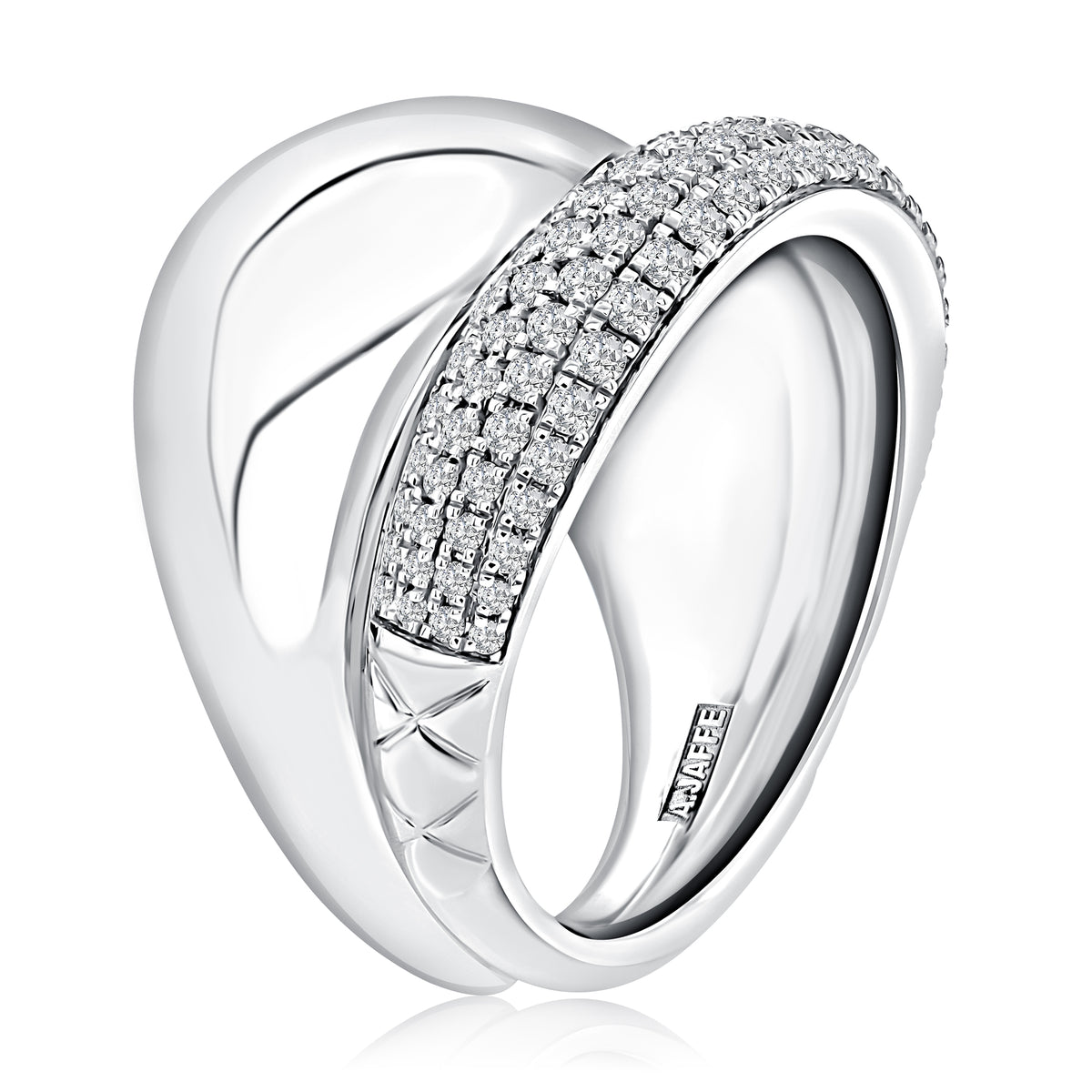 Sterling Silver Quilted Domed Diamond Fashion Ring