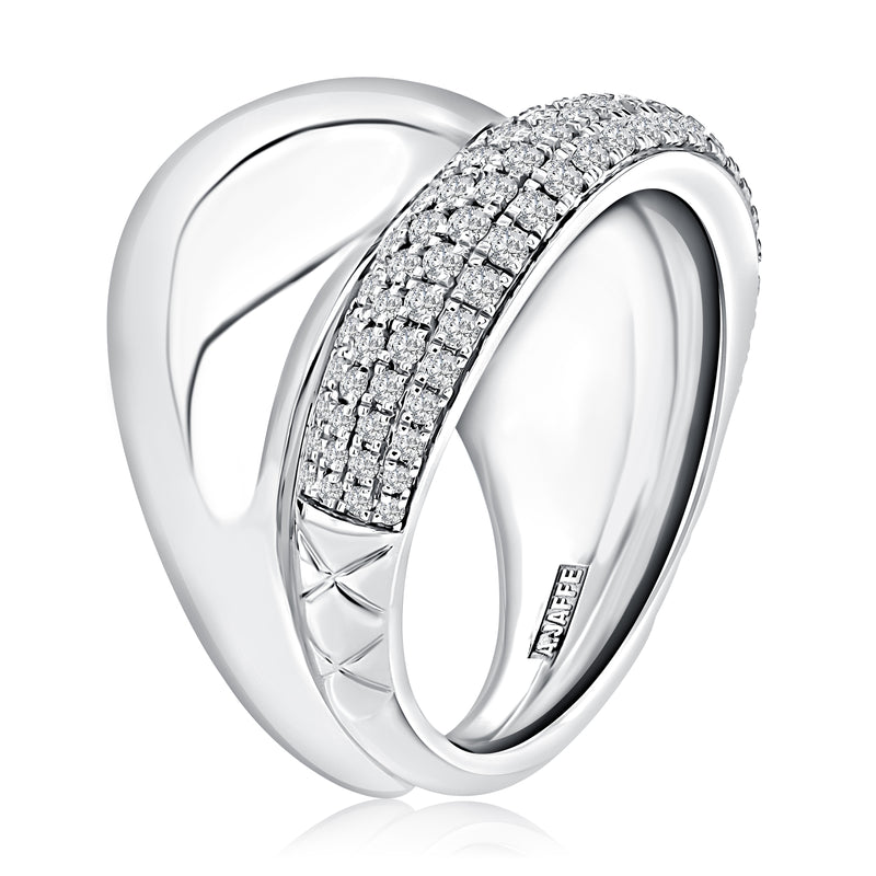 Sterling Silver Quilted Domed Diamond Fashion Ring