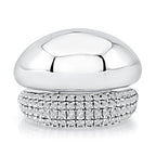 Sterling Silver Quilted Domed Diamond Fashion Ring