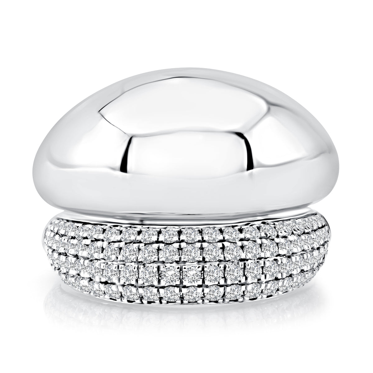Sterling Silver Quilted Domed Diamond Fashion Ring