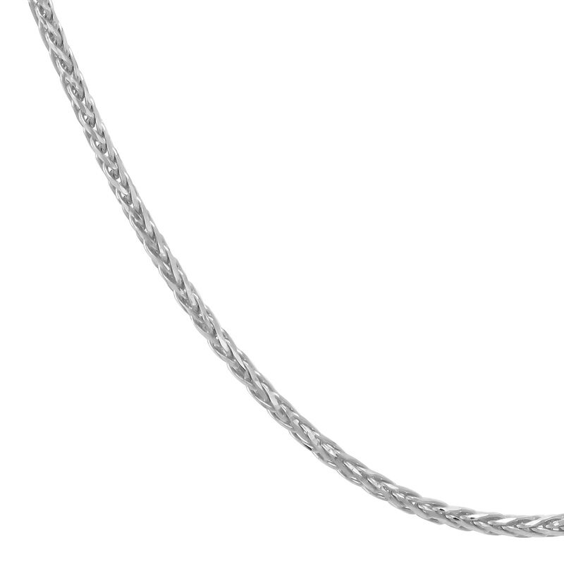 14K White Gold Solid Spiga Wheat Chain, 18n.