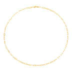 14K Yellow Gold Hollow Flat Paper Clip Cable Chain, 18in.