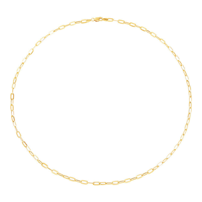 14K Yellow Gold Hollow Flat Paper Clip Cable Chain, 18in.
