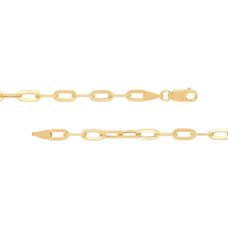 14K Yellow Gold Hollow Flat Paper Clip Cable Chain, 18in.