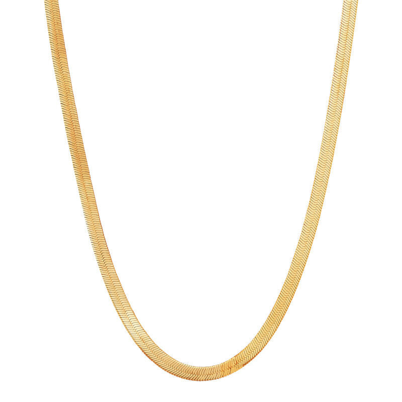 14K Yellow Gold Solid Herringbone Chain, 18in