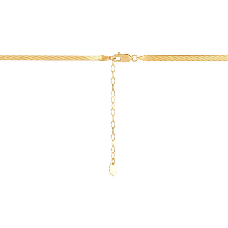 14K Yellow Gold Solid Herringbone Chain, 18in