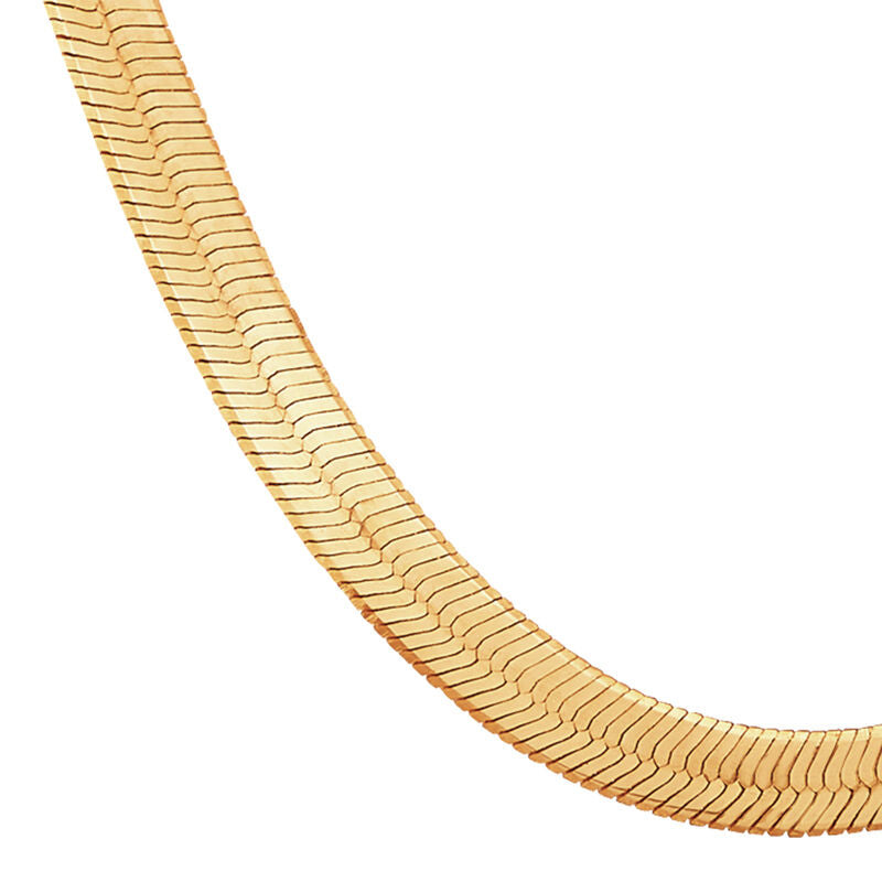 14K Yellow Gold Solid Herringbone Chain, 18in